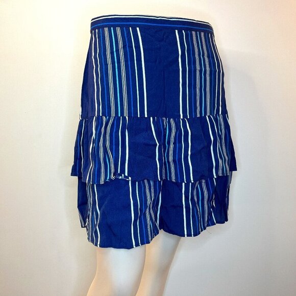 ROSE & OLIVE Women's Blue Striped Layered Skirt - Size XS - NWT - Picture 1 of 3